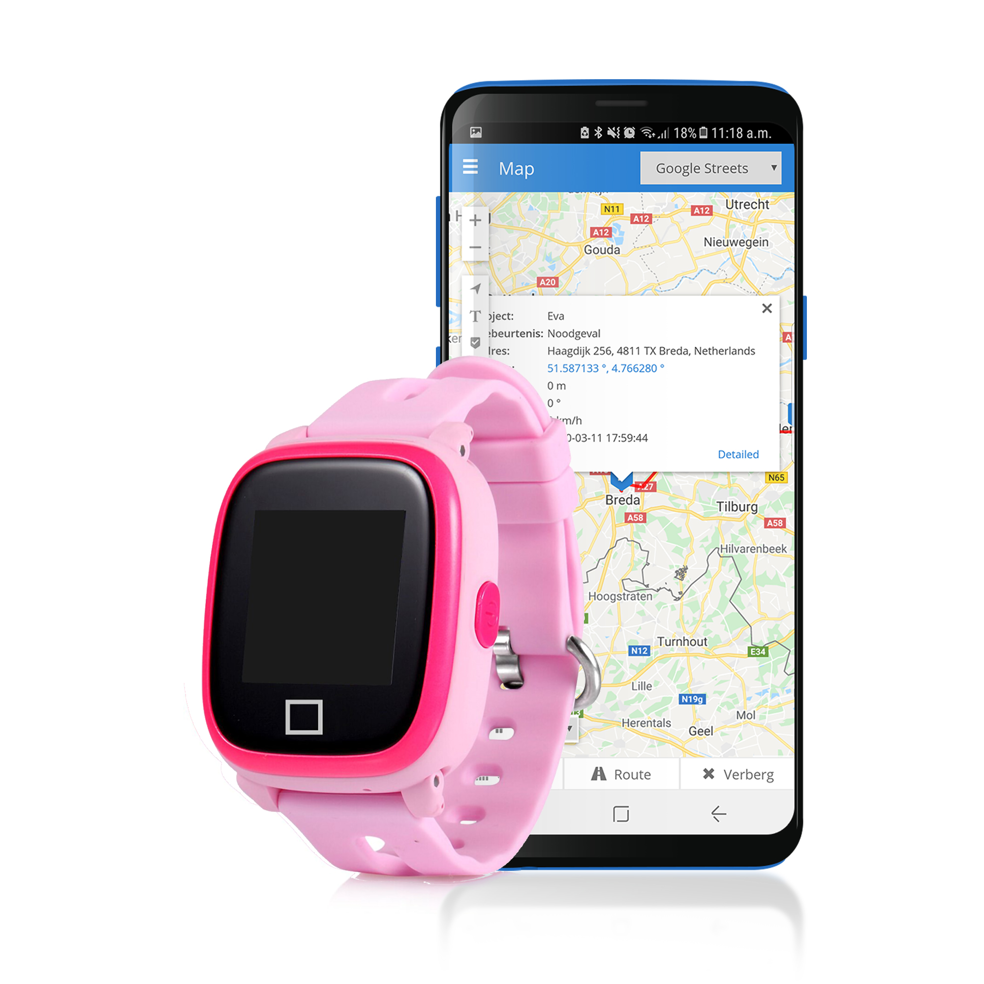 Trackitt SOS GPS tracker Watch For Children Pink